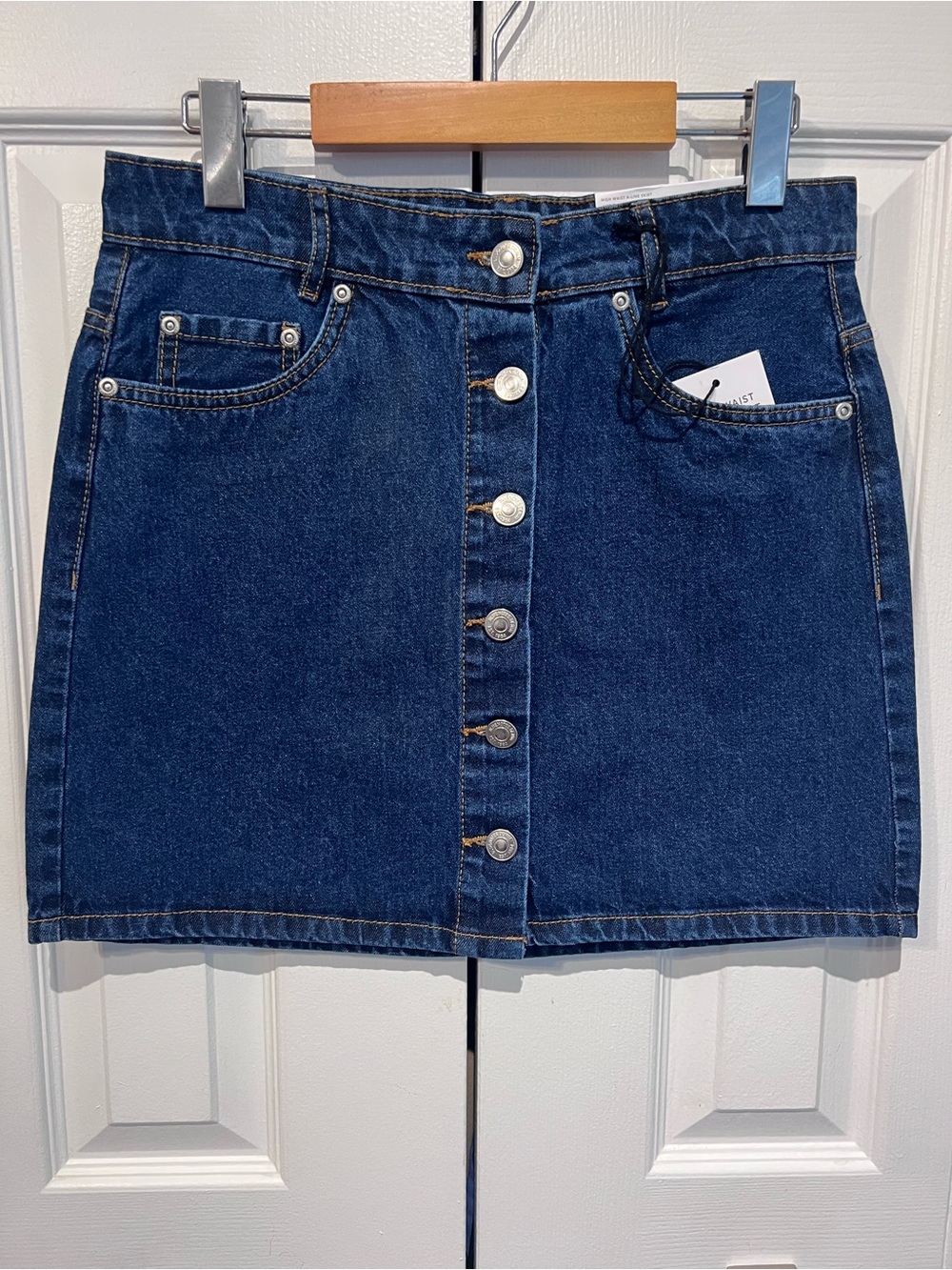 Bluenotes Blue Denim Button Up Mini Skirt Size M NWT